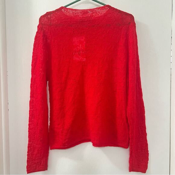 Zara Red ALPACA AND WOOL BLEND POINTELLE KNIT SWEATER - Picture 9 of 9